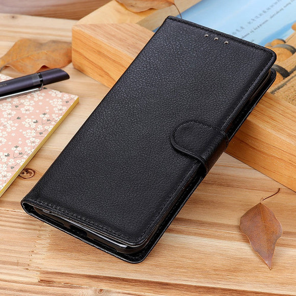 iPhone 13 Pro Max Litchi Læder Cover m. Pung - Sort