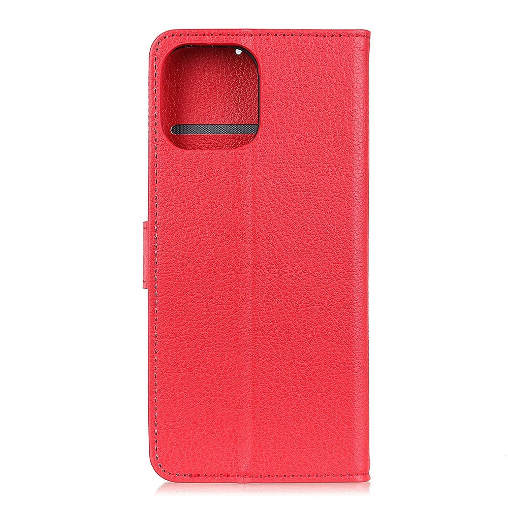 iPhone 12 / 12 Pro Litchi Læder Cover m. Pung - Rød