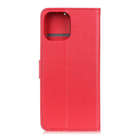 iPhone 12 / 12 Pro Litchi Læder Cover m. Pung - Rød