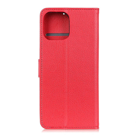 iPhone 12 / 12 Pro Litchi Læder Cover m. Pung - Rød