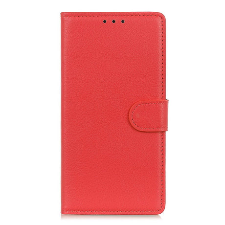 iPhone 12 / 12 Pro Litchi Læder Cover m. Pung - Rød