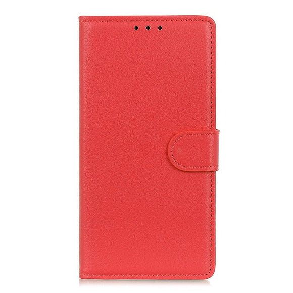 iPhone 12 / 12 Pro Litchi Læder Cover m. Pung - Rød