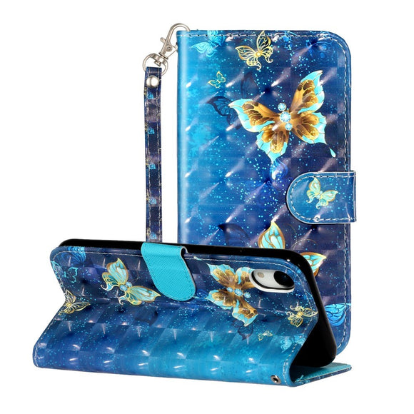 EIDERWOOD iPhone XR Læder Cover m. Pung og Strop - Sommerfugle