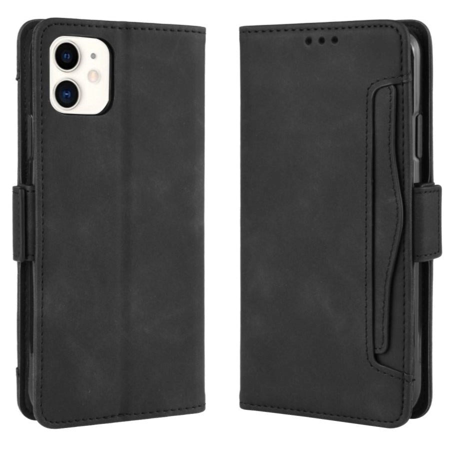 iPhone 12 / 12 Pro Blank Læder Cover m. Stor Pung - Sort