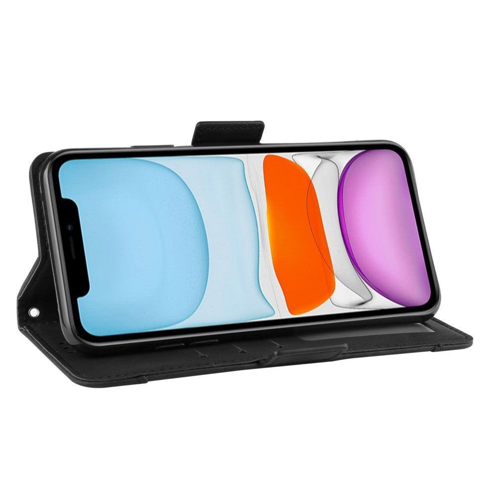 iPhone 12 / 12 Pro Blank Læder Cover m. Stor Pung - Sort