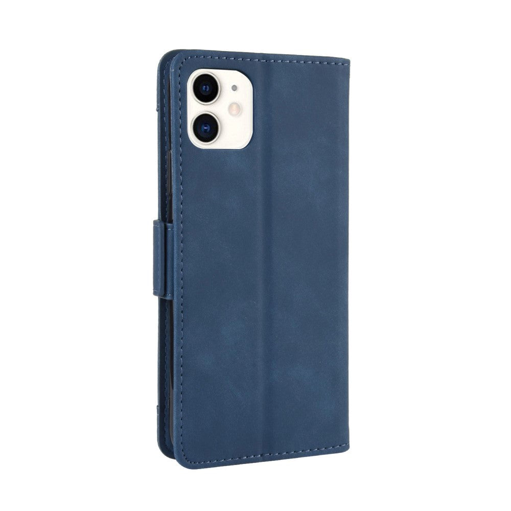iPhone 12 / 12 Pro Blank Læder Cover m. Stor Pung - Blå