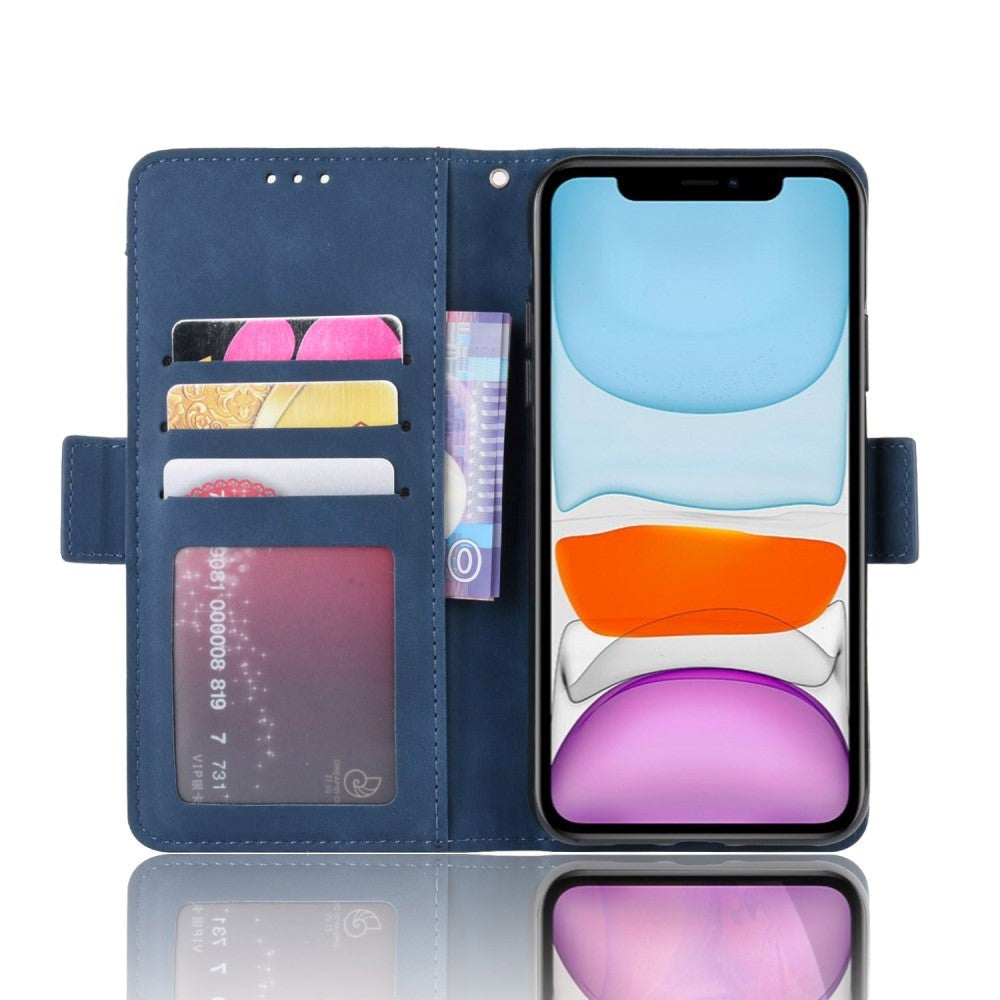 iPhone 12 Mini Mat Læder Cover m. Stor Pung - Blå