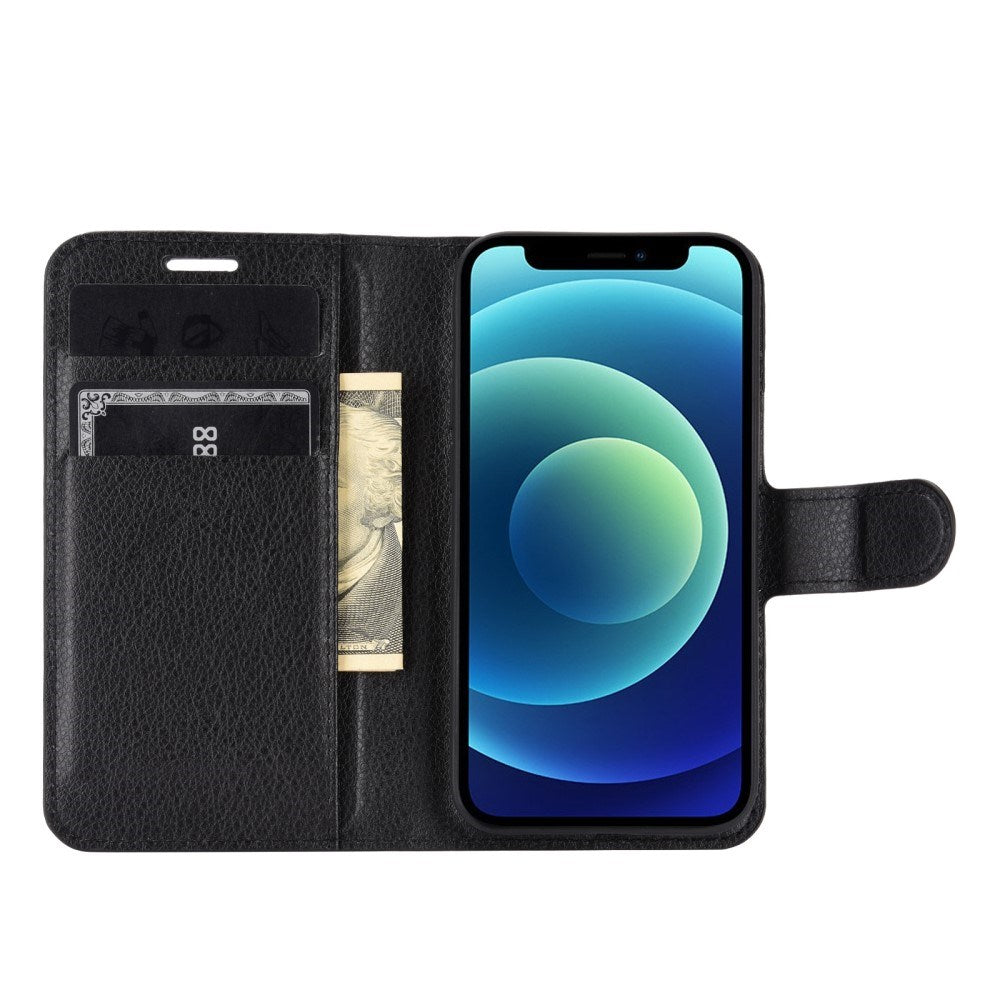 EIDERWOOD iPhone 12 Mini Kunstlæder Flip Cover m. Kortholder & Ståfunktion - Sort