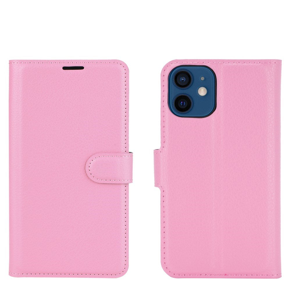 EIDERWOOD iPhone 12 Mini Kunstlæder Flip Cover m. Kortholder & Ståfunktion - Lyserød