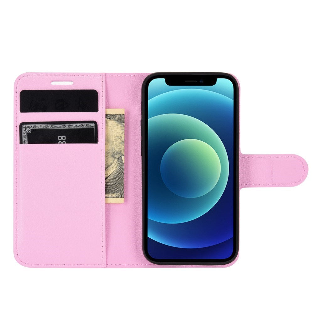 EIDERWOOD iPhone 12 Mini Kunstlæder Flip Cover m. Kortholder & Ståfunktion - Lyserød