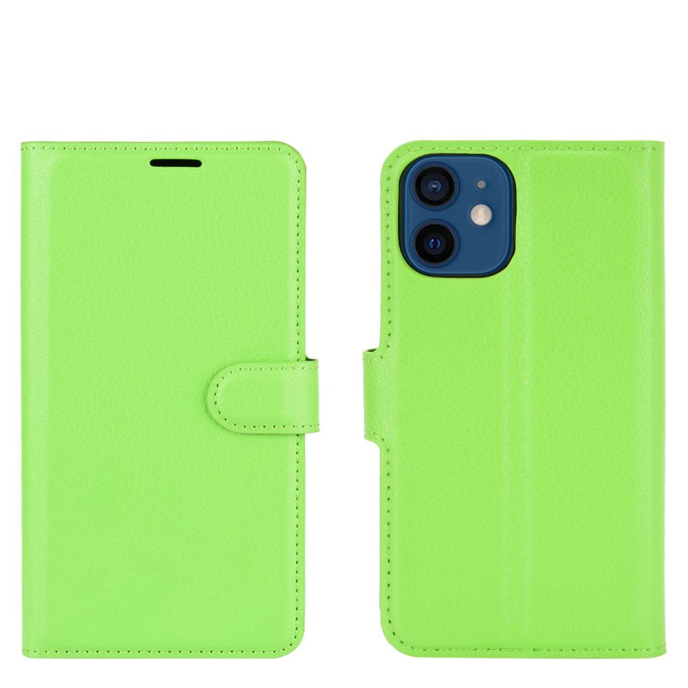 EIDERWOOD iPhone 12 Mini Kunstlæder Flip Cover m. Kortholder & Ståfunktion - Grøn