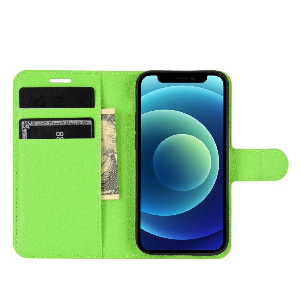 EIDERWOOD iPhone 12 Mini Kunstlæder Flip Cover m. Kortholder & Ståfunktion - Grøn