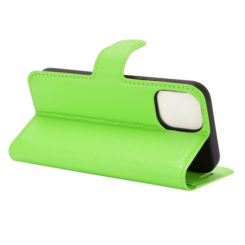 EIDERWOOD iPhone 12 Mini Kunstlæder Flip Cover m. Kortholder & Ståfunktion - Grøn