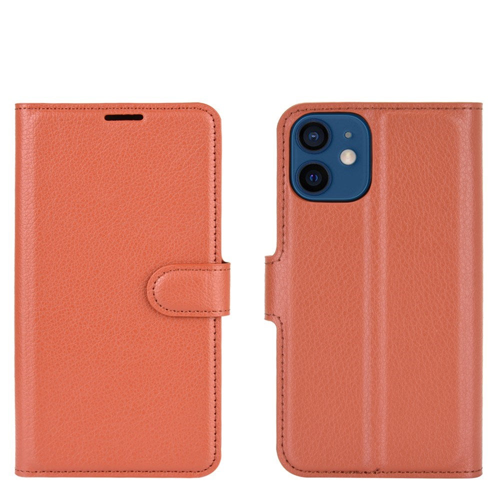 EIDERWOOD iPhone 12 Mini Kunstlæder Flip Cover m. Kortholder & Ståfunktion - Brun