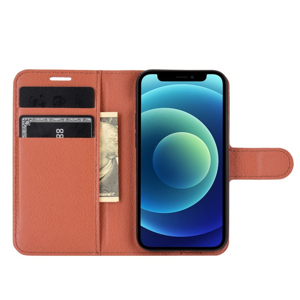 EIDERWOOD iPhone 12 Mini Kunstlæder Flip Cover m. Kortholder & Ståfunktion - Brun
