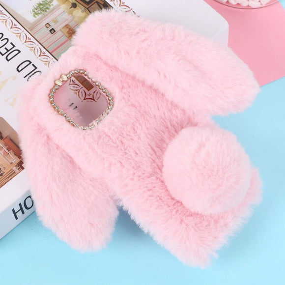 iPhone 12 / 12 Pro Kanin Pels Cover - Pink