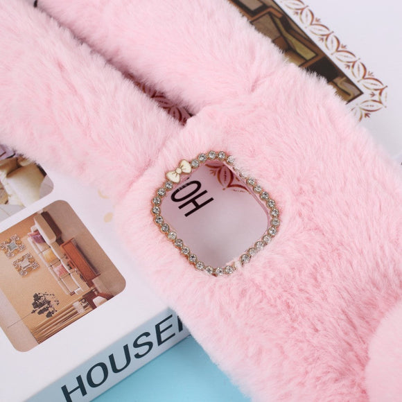 iPhone 12 / 12 Pro Kanin Pels Cover - Pink