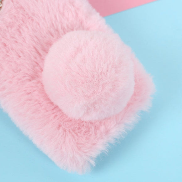 iPhone 12 / 12 Pro Kanin Pels Cover - Pink