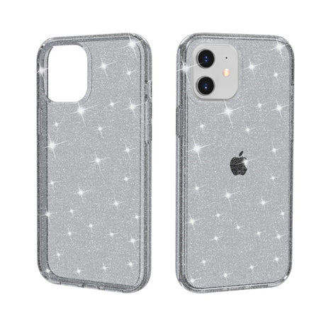 iPhone 12 Mini Hybrid Plastik Cover m. Glimmer - Gennemsigtig / Grå