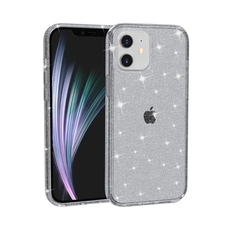 iPhone 12 Mini Hybrid Plastik Cover m. Glimmer - Gennemsigtig / Grå