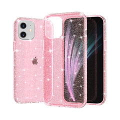 iPhone 12 Mini Hybrid Plastik Cover m. Glimmer - Gennemsigtig / Pink