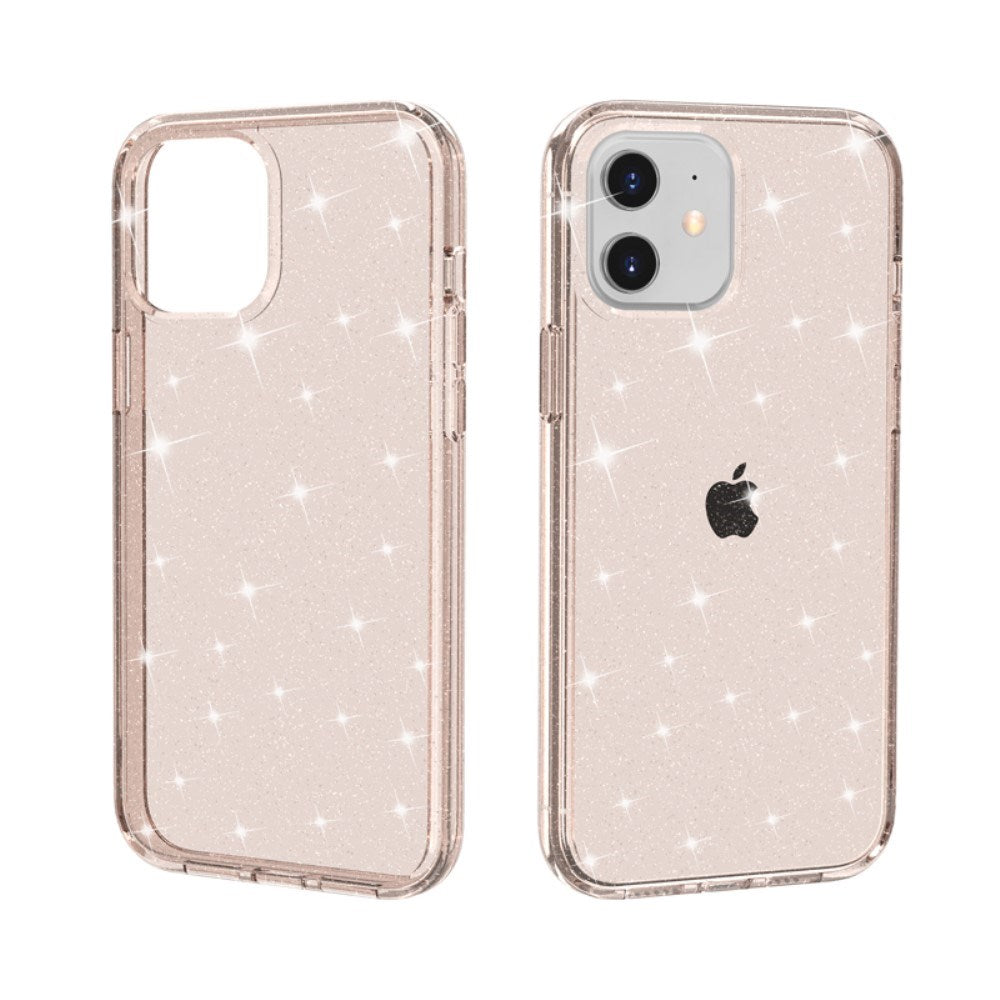 iPhone 12 Mini Hybrid Plastik Cover m. Glimmer - Gennemsigtig / Guld