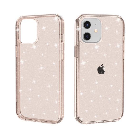 iPhone 12 Mini Hybrid Plastik Cover m. Glimmer - Gennemsigtig / Guld