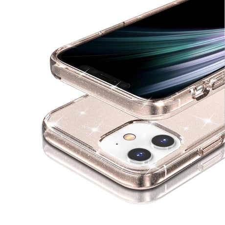 iPhone 12 Mini Hybrid Plastik Cover m. Glimmer - Gennemsigtig / Guld