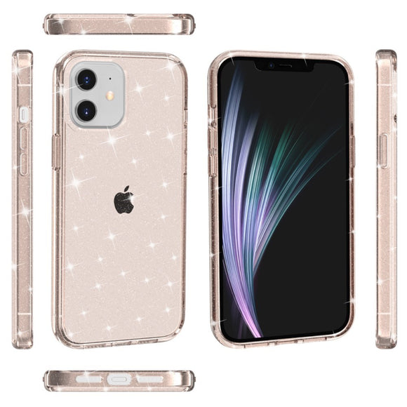 iPhone 12 Mini Hybrid Plastik Cover m. Glimmer - Gennemsigtig / Guld