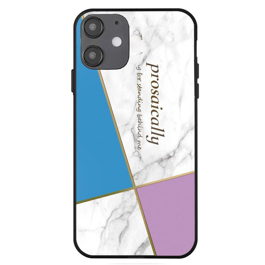 iPhone 12 Mini Cover med Print - Geometri - Pink / Blå  / Hvid Marmor