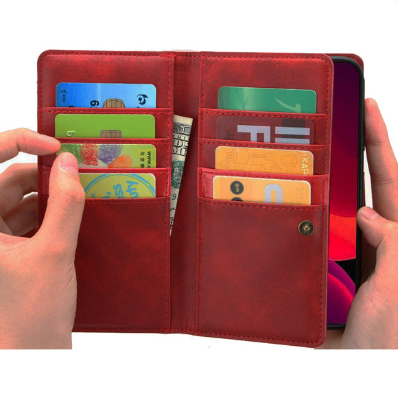 iPhone 12 / 12 Pro Læder Cover m. Dobbelt Pung- Rød