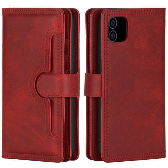 iPhone 12 / 12 Pro Læder Cover m. Dobbelt Pung- Rød