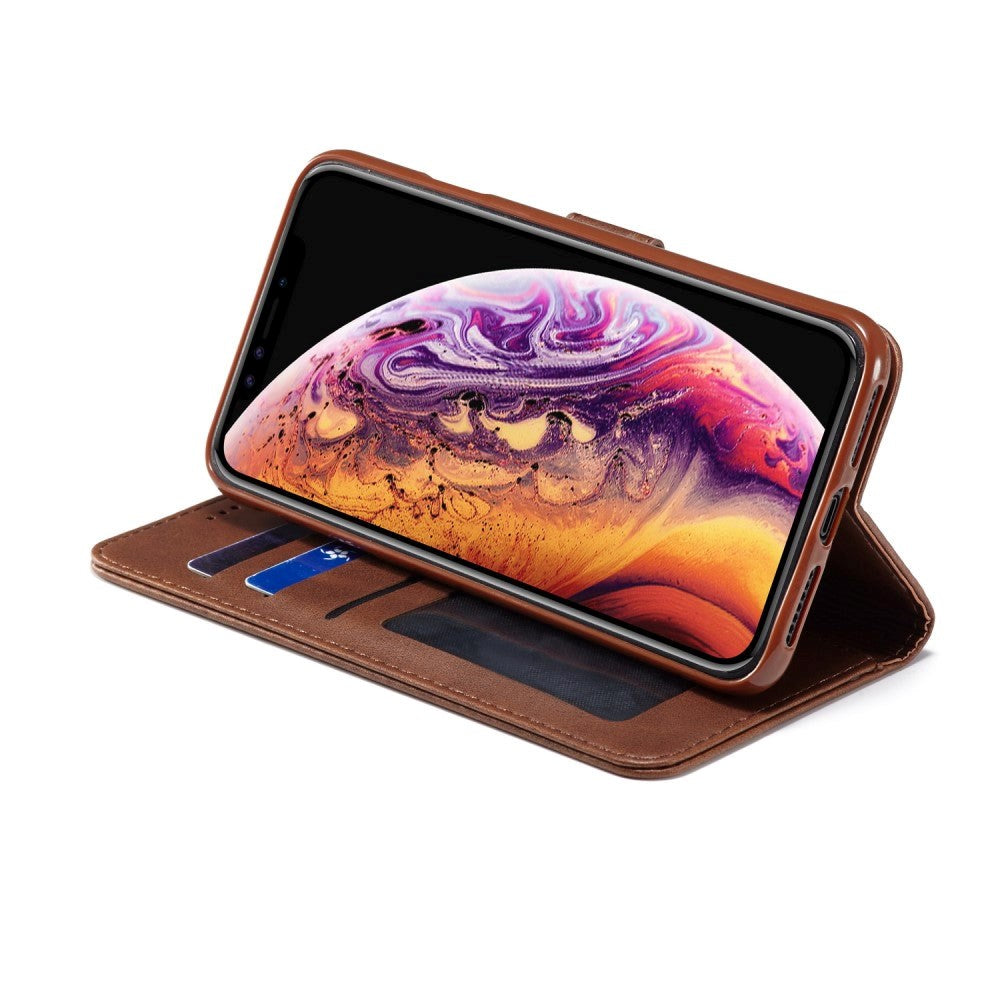 iPhone XR LC.IMEEKE Læder Cover m. Pung - Mørkbrun