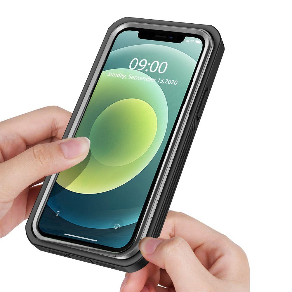 iPhone 12 Mini Heavy Duty Case - Håndværker Cover m. skærmbeskyttelse - Gennemsigtig / Sort
