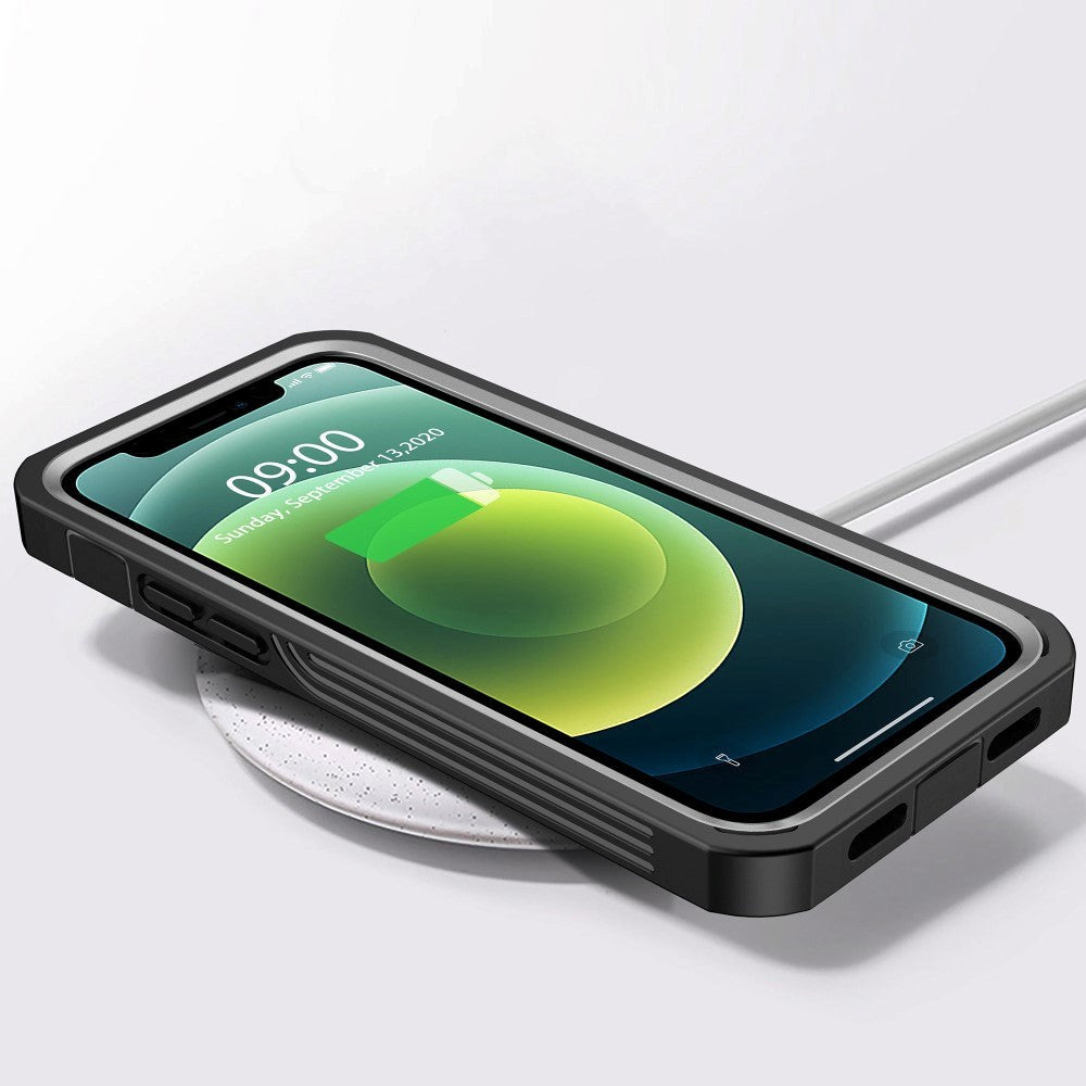 iPhone 12 Mini Heavy Duty Case - Håndværker Cover m. skærmbeskyttelse - Gennemsigtig / Sort