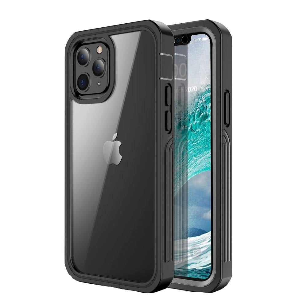 iPhone 12 / 12 Pro Heavy Duty Case - Håndværker Cover - Gennemsigtig / Sort