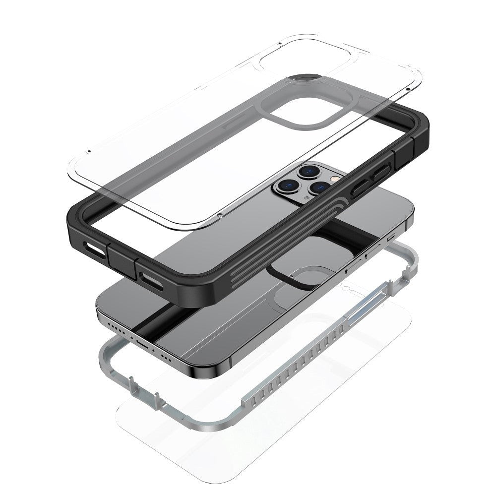 iPhone 12 / 12 Pro Heavy Duty Case - Håndværker Cover - Gennemsigtig / Sort