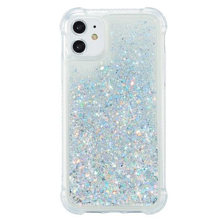 iPhone 12 / 12 Pro Plastik Cover m. Glitter - Gennemsigtig / Sølv