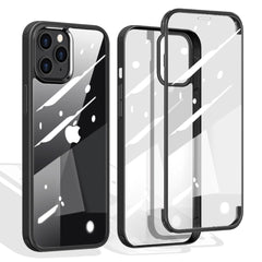 iPhone 12 - 12 Pro 360° Hybrid Cover m. Glas Bagside og Forside - Sort *