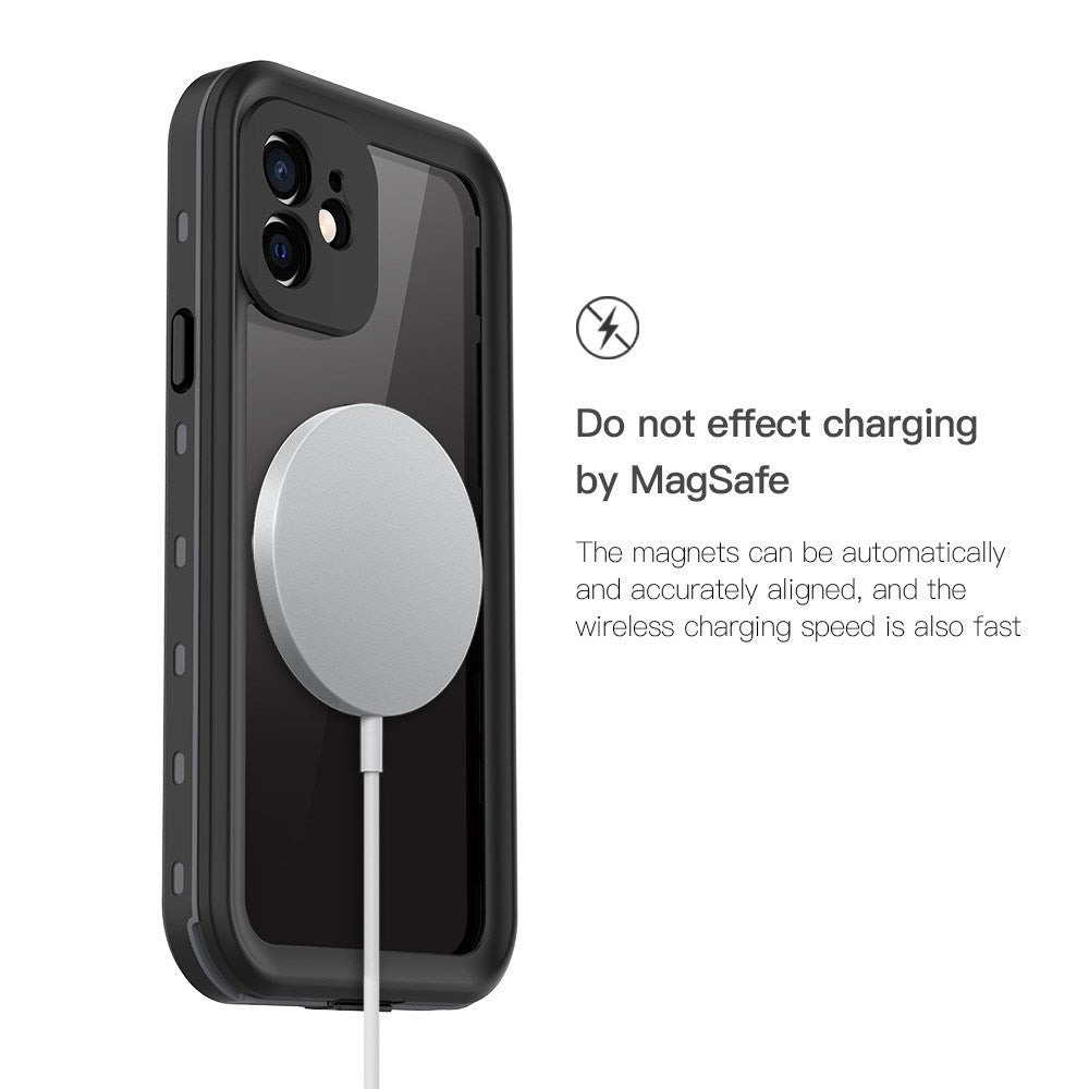 iPhone 12 Redpepper IP68 Vandtæt Cover - MagSafe Kompatibel - Sort / Gennemsigtig
