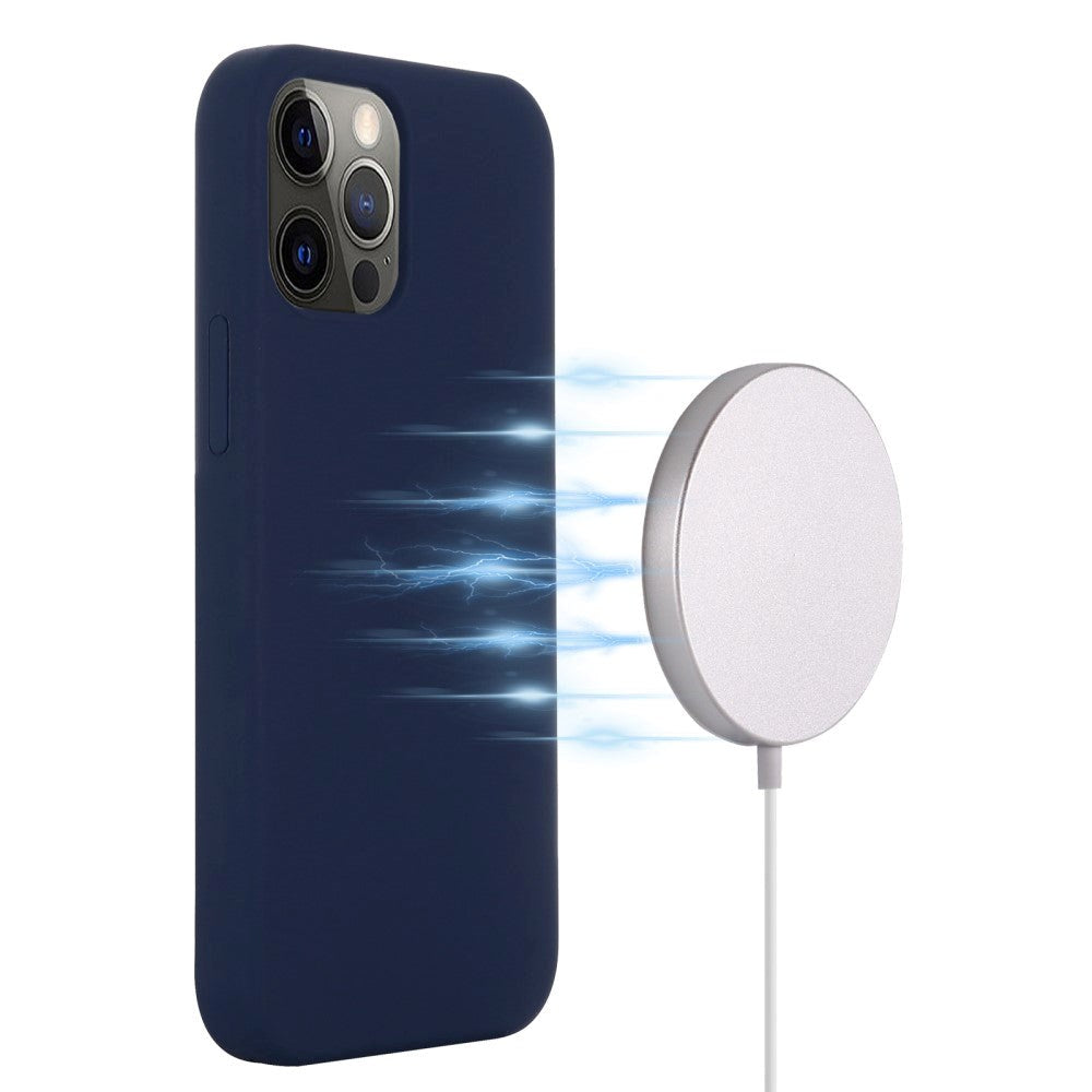 iPhone 12 / 12 Pro Silikone Cover - MagSafe Kompatibel - Mørk Blå