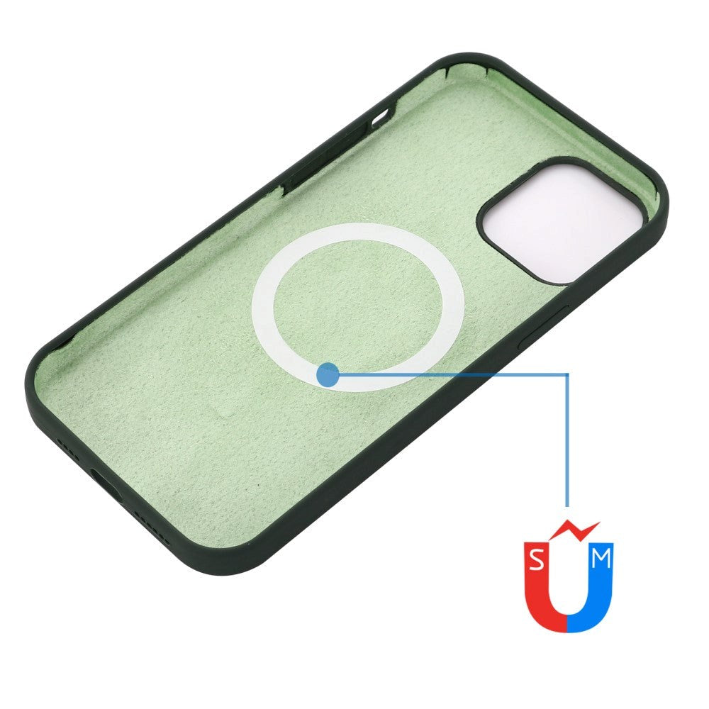 iPhone 12 / 12 Pro Silikone Cover - MagSafe Kompatibel - Mørk Grøn