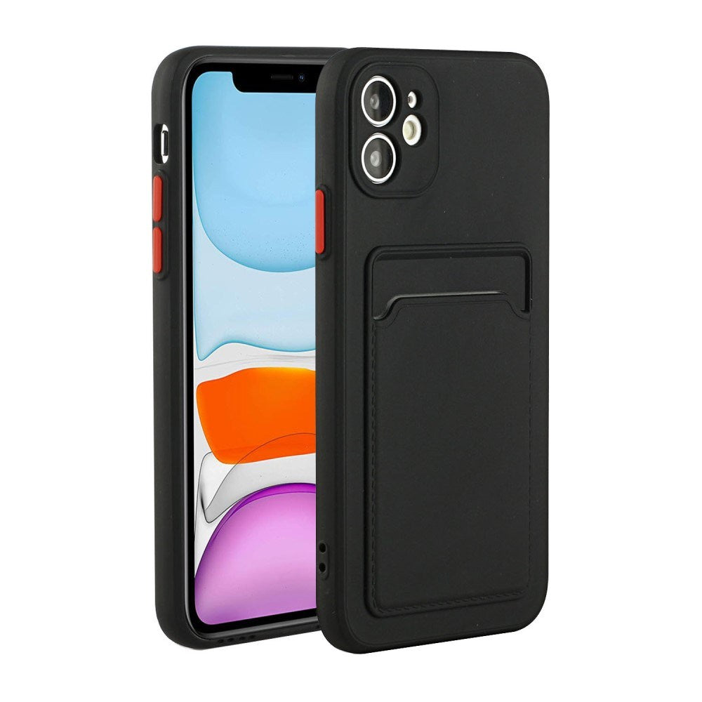 EIDERWOOD iPhone 12 Mini Fleksibelt Plastik Cover m. Kortholder - Sort