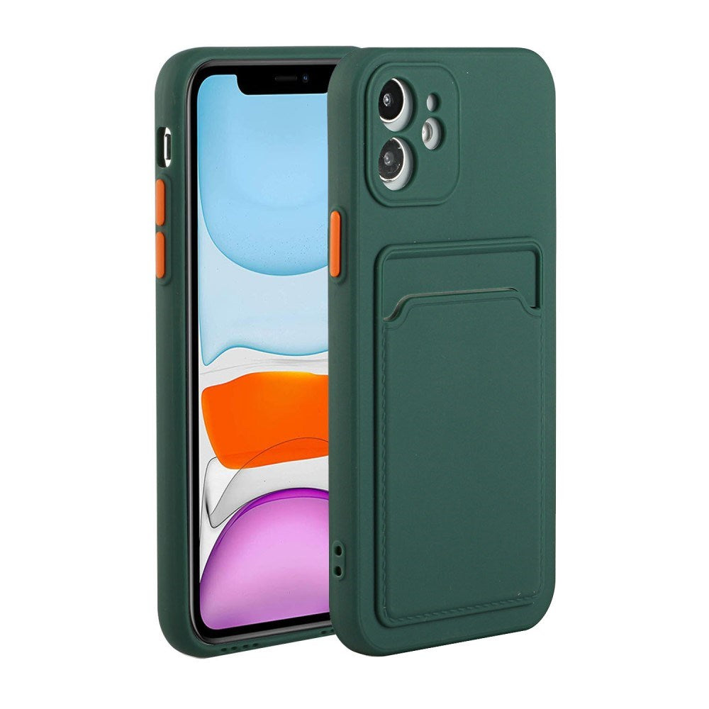 EIDERWOOD iPhone 12 Mini Fleksibelt Plastik Cover m. Kortholder - Grøn