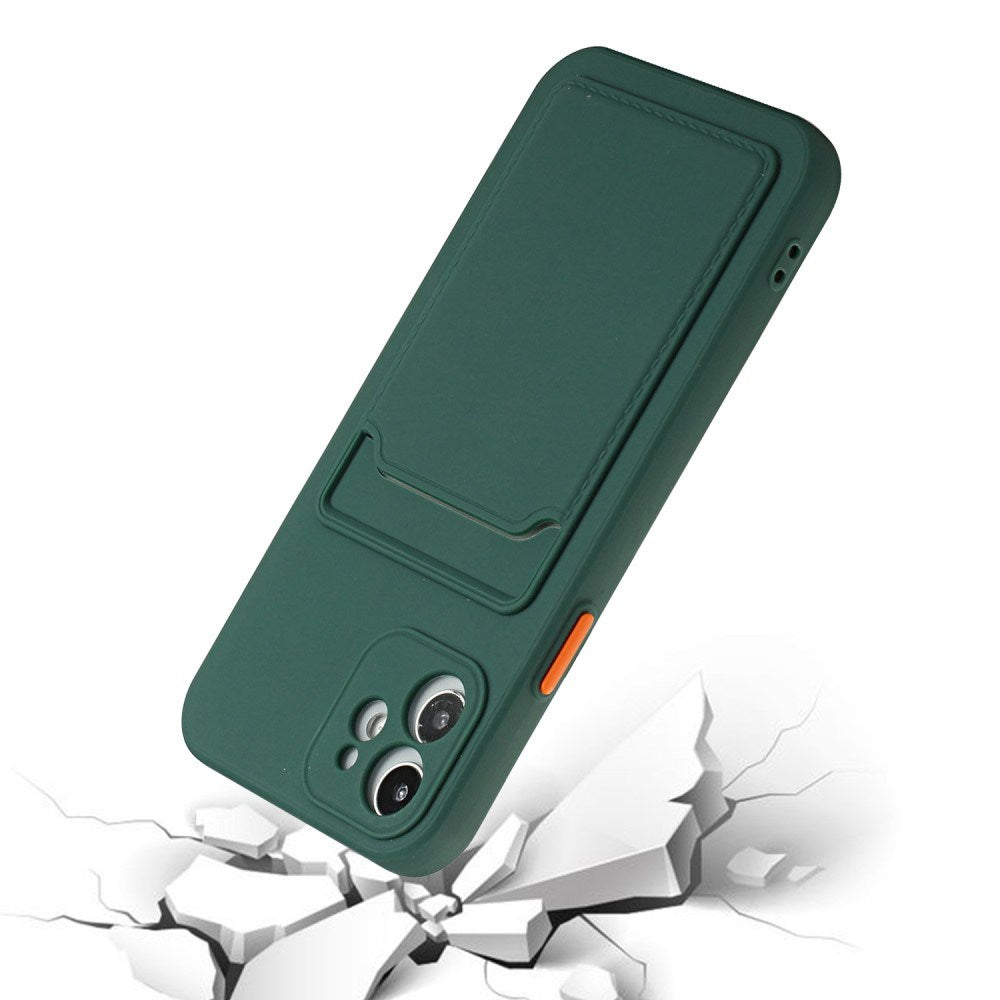 EIDERWOOD iPhone 12 Mini Fleksibelt Plastik Cover m. Kortholder - Grøn