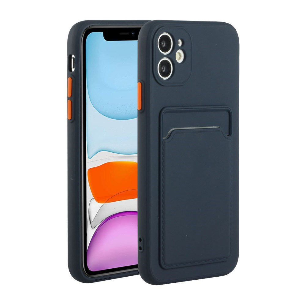 EIDERWOOD iPhone 12 Mini Fleksibelt Plastik Cover m. Kortholder - Mørkeblå