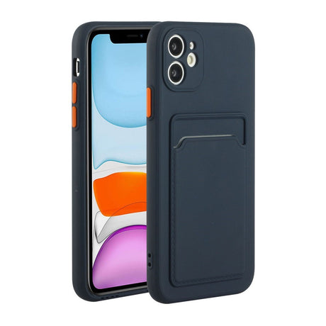 EIDERWOOD iPhone 12 Mini Fleksibelt Plastik Cover m. Kortholder - Mørkeblå