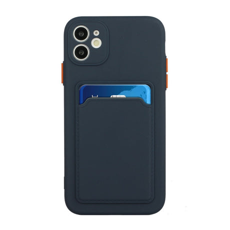 EIDERWOOD iPhone 12 Mini Fleksibelt Plastik Cover m. Kortholder - Mørkeblå