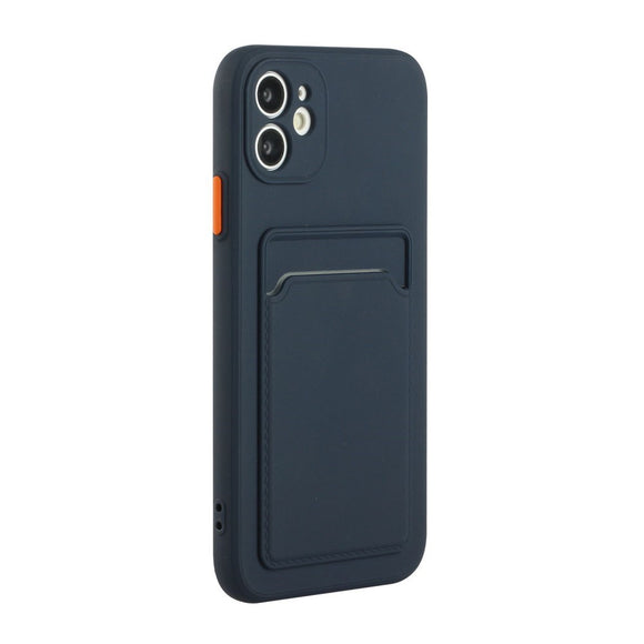 EIDERWOOD iPhone 12 Mini Fleksibelt Plastik Cover m. Kortholder - Mørkeblå