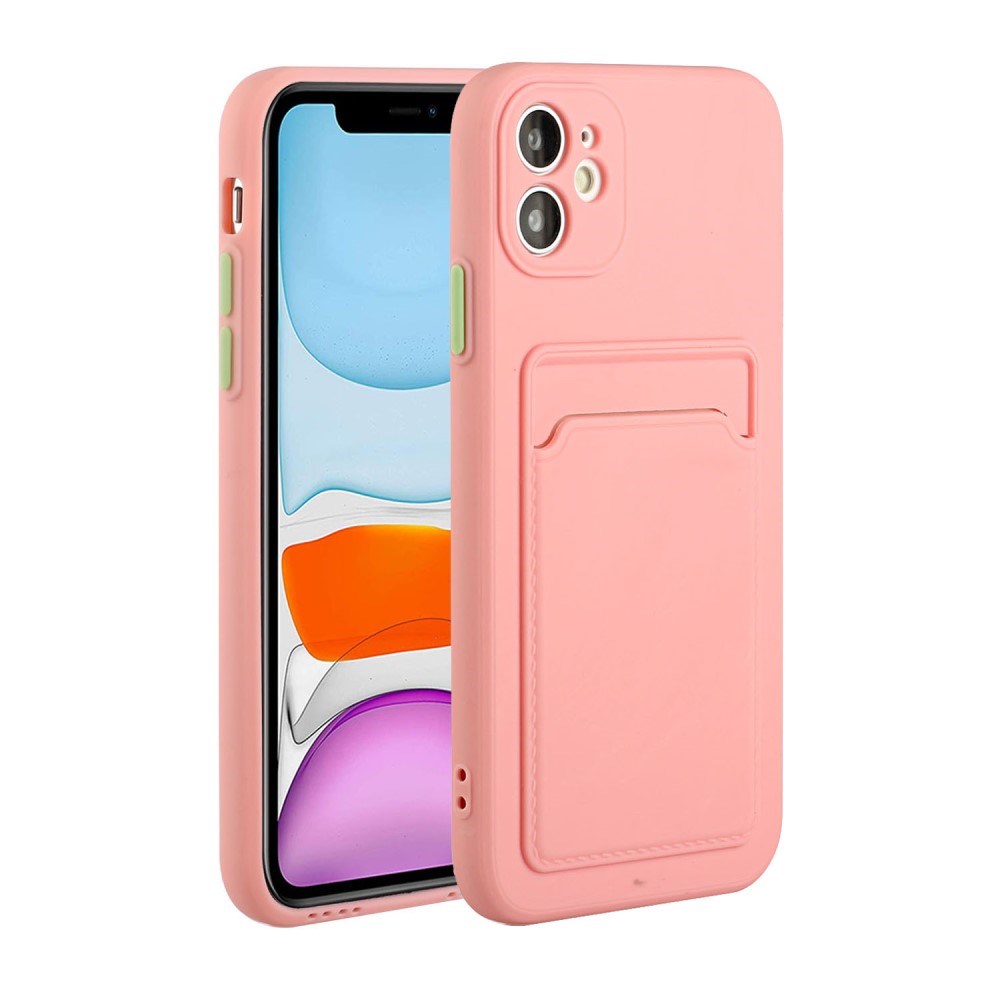 EIDERWOOD iPhone 12 Mini Fleksibelt Plastik Cover m. Kortholder - Lyserød